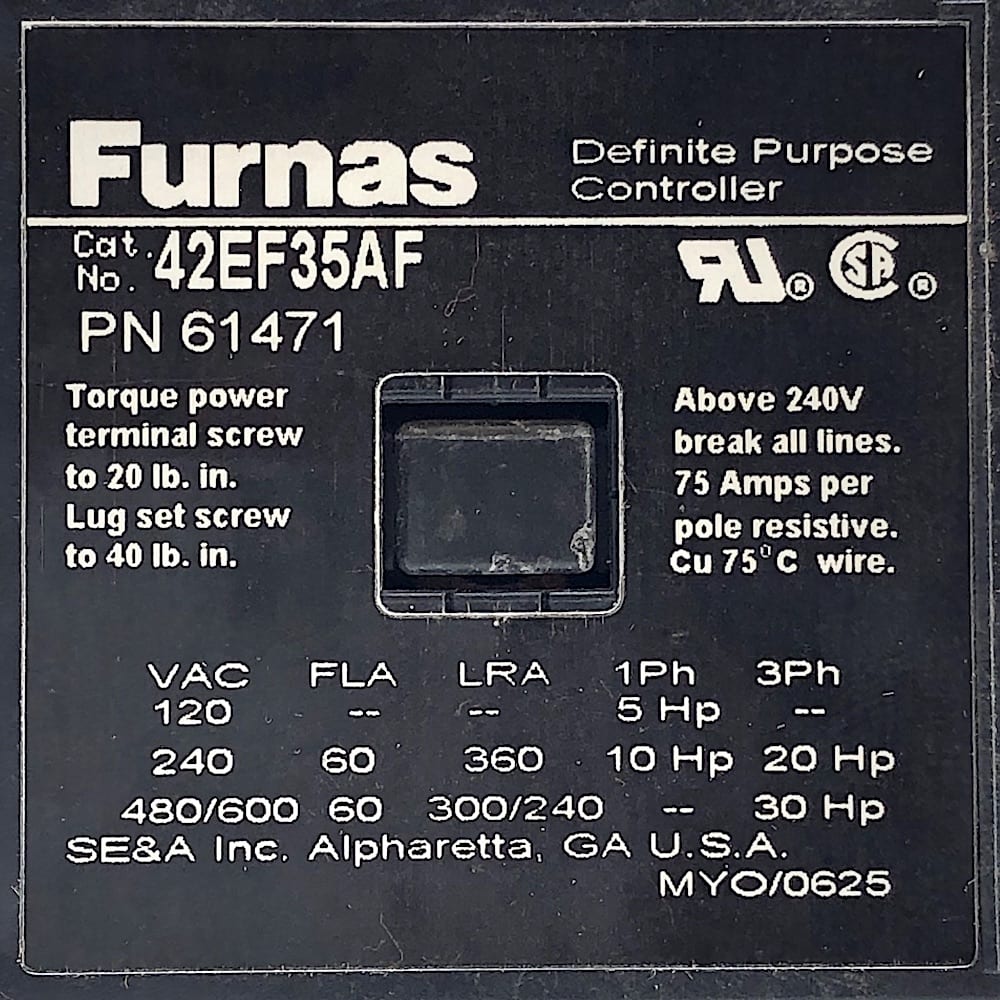 NEW Furnas 42EF35AFN 3P 60A Definite Purpose Controller 