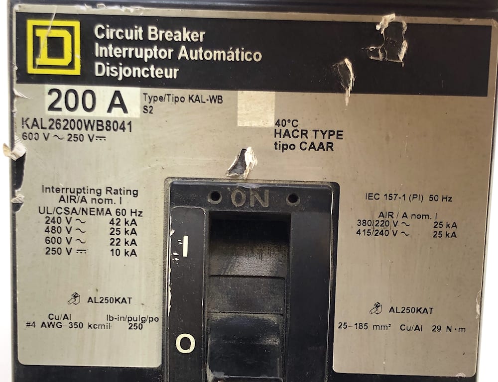 Square D 200a Amp Main Circuit Breaker KAL26200WB8041 for sale online 