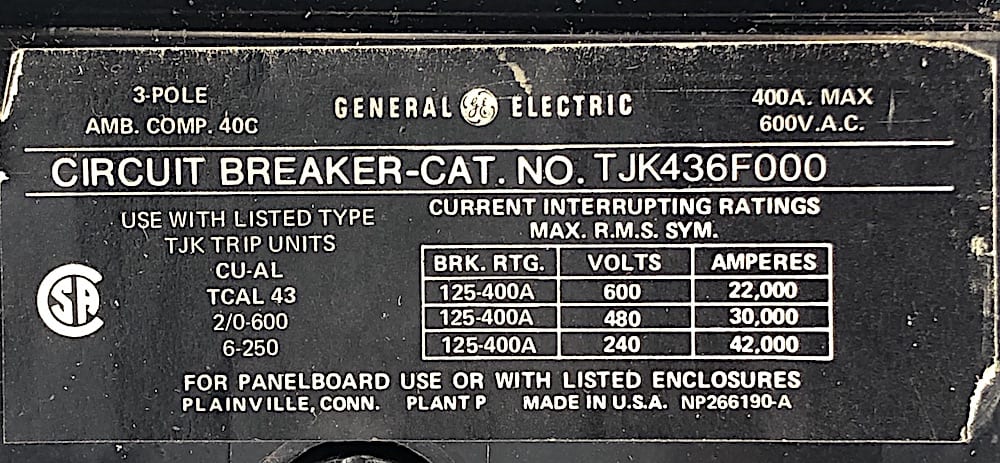 General Electric TJK436F000-225